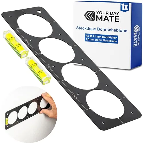 Steckdosen Bohrschablone mit Wasserwaage - Präzise Montagehilfe - Sonstige Kategorie, inklusive Wasserwaage für exakte Bohrungen und einfache Handhabung bei Renovierungsprojekten.