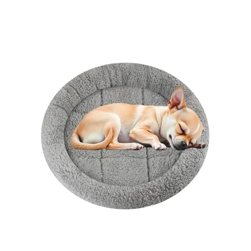 Enjoying Rundes Katzenbett 40cm mit Kissen Geeignet für Kleine Hunde Katzen, Kuscheln Sich EIN und Schlafen, Anti-Rutsch-Boden, Warme Katzenmatte für Käfig