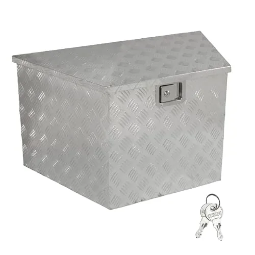 Trucky Truckbox 120 L - Robuste Werkzeugbox aus Aluminium - Vielseitige und sichere Werkzeugkiste für Werkstatt und Hobby. Mit stabilen Kanten und praktischem Schloss für zusätzlichen Schutz. Maße: 86 x 49 x 47 cm (außen), 79 x 44 x 45 cm (innen).