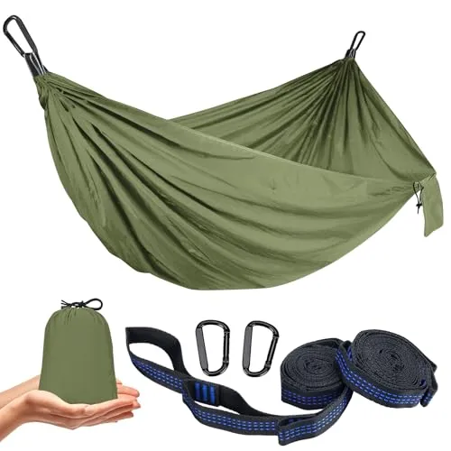Ultraleicht Hängematte Outdoor 300KG Tragkraft | Reise Hängematte Camping Atmungsaktiv Schnelltrocknendes | Tragbare Fallschirm Nylon für Rucksackreisen, Wandern, Garten