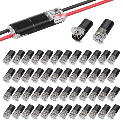 Cisyia 50 Stück Auto Kabelverbinder Wasserdicht 2 Polig, 12V Stecker 2 Pin, Kabel Steckverbinder Schneller Kabelstecker Verbindungen 12V Steckverbindung Wire Connector für 18-22 AWG Kabel Crimp