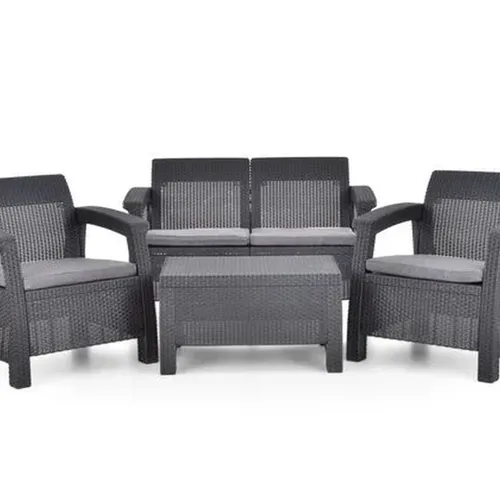 HECHT SIERRA XL Gartenmöbel Set mit Kissen | Wetterfestes Polyrattan | 4-teiliges Lounge Set