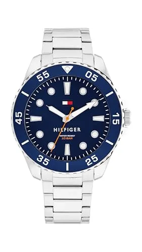 Tommy Hilfiger Quarzuhr OCEANIC 1792202 - Herrenuhr mit edelstahlfarbenem Armband und blauem Zifferblatt, wasserdicht bis 10 bar – ideal für stilbewusste Männer.