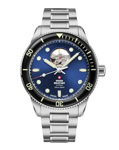Swiss Military SMA34106.12 Automatikuhr - Armbanduhren: Automatik Open-Heart Taucheruhr mit 20 ATM Wasserdichtigkeit und elegantem Edelstahl-Gehäuse für Herren, ideal für Abenteuer und Alltag.