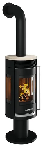 Oranier Kaminofen Rota Twist, 5,5 kW schwarz - Kaminofen in elegantem Design mit 3-seitiger Verglasung, ideal für effiziente Wärme und gemütliche Atmosphäre. Externe Verbrennungsluftzufuhr möglich, perfekt für umweltbewusste Heizlösungen.