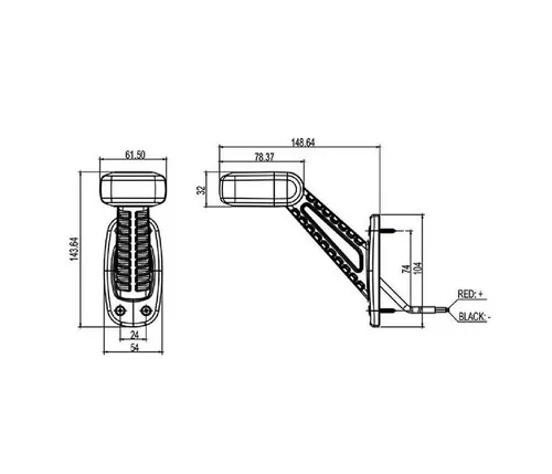 ProPlus Umrissleuchte rot/weiß 100mm 4LED - Helle Umrissleuchte mit 4 LEDs, ideal für sicheres Fahren. Kompakt und einfach zu installieren, perfekt für den Einsatz im Fahrzeug.