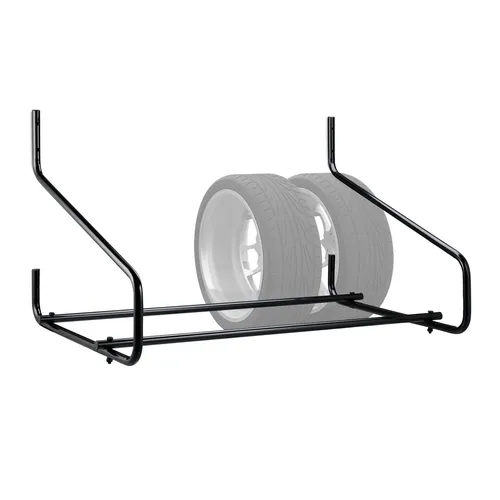 Reifenregal Wandmontage für 4 Reifen - Praktisches Reifenhalter aus robustem Stahl, ideal zur platzsparenden Wandmontage von Autoreifen, Farbe: Schwarz, Maße: 117,5 x 74 x 67 cm.