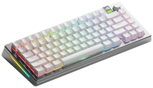 Glorious Gaming GMMK 3 PRO: Drahtlose mechanische Tastatur (Bluetooth & 2,4 GHz), Hot-Swap (MX-Schalter), Aluminiumgehäuse & Dichtungssystem, Doubleshot-Tastenkappen, TKL 75%, USA QWERTY - Silber