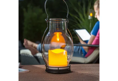 esotec Solar-Laterne DEKO DREAM Flackerlicht GLAS - Dekorative Gartenleuchte mit authentischem Kerzenlicht-Effekt. Ideal als Tisch- oder Hängeleuchte, sorgt für stimmungsvolles Licht bis zu 8 Stunden – komplett solarbetrieben und ohne Brandgefahr.