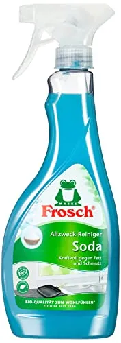 Frosch Soda-Allzweckreiniger 500 ml Sprühflasche - Druckerpatronen, kraftvoller Allzweckreiniger mit natürlichem Soda für intensive Reinigung von Küchenoberflächen und lebensmittelsauberer Anwendung.