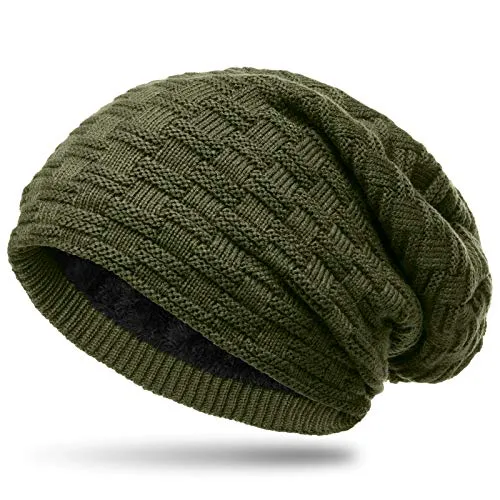 Caspar MU133 warme Feinstrick Beanie mit weichem Fleece Gefüttert, Farbe:oliv grün, Größe:One Size