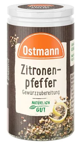 Ostmann Zitronenpfeffer Gewürzzubereitung 40 g - Kräuter für Salatdressings, Saucen und Fischgerichte - mit natürlichem Geschmack, leicht dosierbar durch Streuaufsatz und nachfüllbar.
