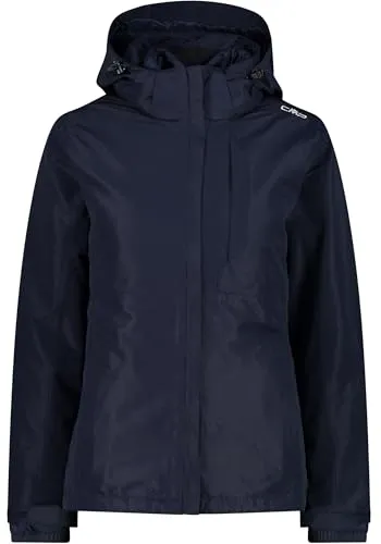 CMP Woman Jacket Zip Hood Detachable Inner Jacket Black Blue 40 - Funktionsjacke für Damen mit abnehmbarer Innenjacke, atmungsaktiv, wasser- und winddicht dank Clima Protect®-Membran, ideal für Outdoor-Aktivitäten bei jedem Wetter.