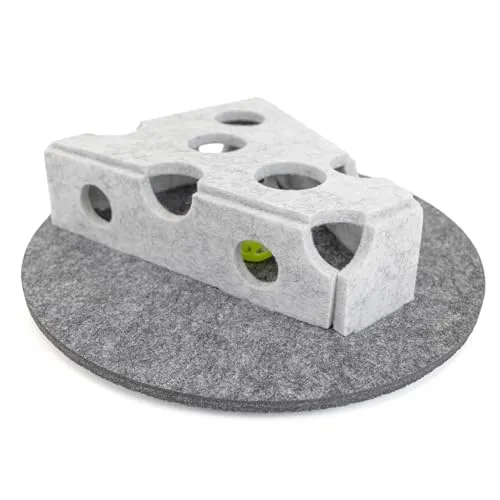CanadianCat Company | Filz-Activity-Spielzeug Cheddy für Katzen - Katzenspielzeug aus Filz mit Spielbällen und Greiföffnungen - 30 x 30 x 6,5 cm