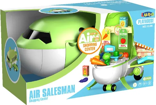 Diakakis Spielzeug-Flugzeug Supermarkt Spielset 32-tlg. - Spielzeug-Flugzeug mit mobilem Supermarkt, 32-teiliges Set für stundenlangen Spaß. Ideal für kleine Kinderhände, sicher transportierbar und mit umfangreichem Zubehör ausgestattet.