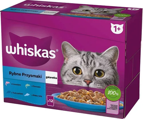WHISKAS Geleesäckchen, Geschmacksrichtungen: Weißfisch, Kabeljau, 8410136025839