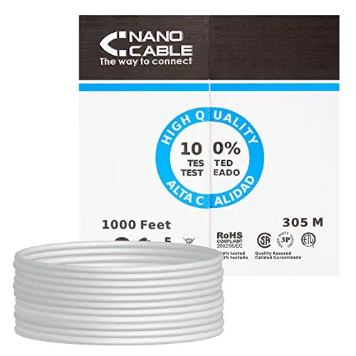 Nanocable 10.20.0304-FLEX - Flexibles Ethernet Netzwerkkabel Spule, RJ45 Cat.5e UTP AWG24, grau, 305 mts