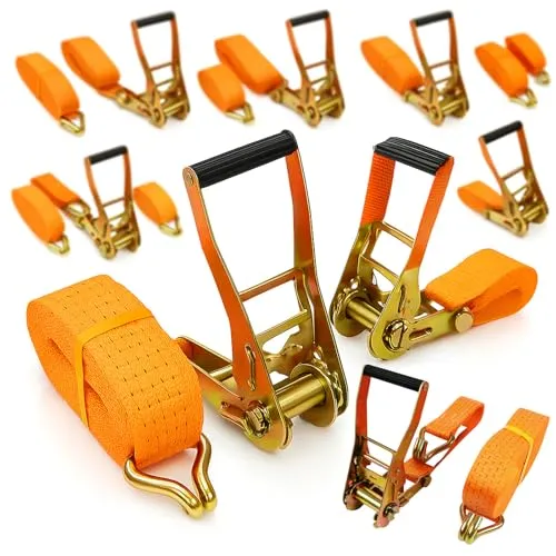 TRUTZHOLM 10x Spanngurt mit Ratsche Zurrgurte 5000kg 8m 50mm TÜV/GS stabile Spitzhaken beidseitig (2500/5000 daN, KG)