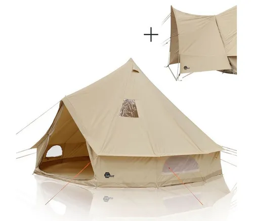 yourGEAR Zelt Desert 8 Pro - UV50+ Baumwolle Camping Tipi - Tipizelt für 8 Personen, mit schützendem Vordach und UV50+ Schutz, ideal für komfortables Camping im Freien.