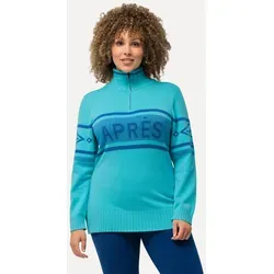 Ulla Popken Troyer Troyer Après-Ski Slim Stehkragen Langarm blau 50/52