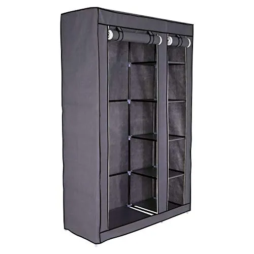 dibea Faltbarer Stoff-Kleiderschrank 175x110x45 cm, grau