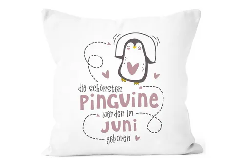 SpecialMe Dekokissen Kissen-Bezug Die Schönsten Pinguine werden im [object Object] geboren Geschenk Geburtstag Dekokissen SpecialMe®