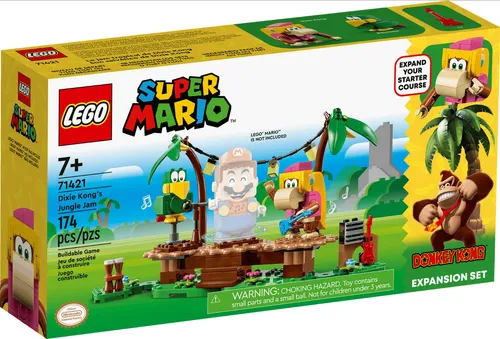LEGO 71421 Super Mario Dixie Kongs Dschungel-Jam Erweiterungsset - Interaktives Spielzeug mit Dixie Kong und Sqwaks für musikalische Dschungelabenteuer, 174 Teile