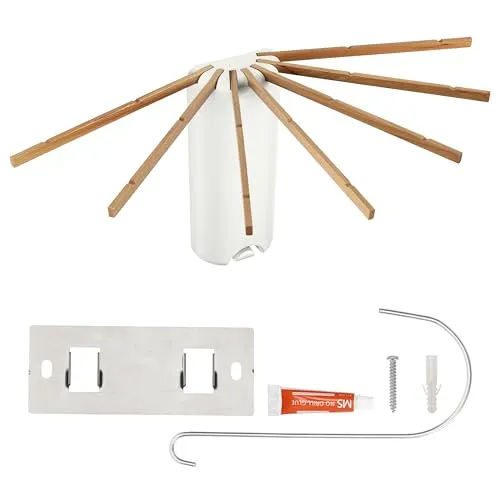 BELLE VOUS Wandtrockengestell mit hängenden Armen - platzsparender Wäscheständer für drinnen und draußen - Wäscheständer: Faltbares, wandmontierbares Design mit 7 ausziehbaren Trockenstangen, ideal für kleine Räume und vielseitig einsetzbar.