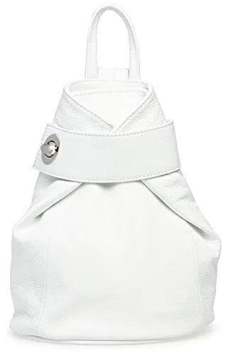 Caspar Kleiner Damen Leder Rucksack Eleganter City Backpack in weiß von Caspar