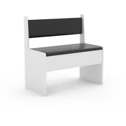 VCM Holz Eckbank Esal mit Truhe 80 cm Weiß - Sitzbank aus stabilem Holz mit Stauraum unter der Sitzfläche, ideal für Esszimmer und platzsparend für kleine Räume.