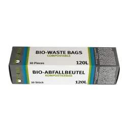 Bio4pack GmbH Bio4Pack Abfallbeutel 100% kompostierbar, 120 l, Format: 935 x 1150 mm, Stärke: 18 my, 10 Stück pro Faltschachtel (Rolle) 101203