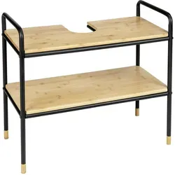 WENKO Waschbeckenunterschrank Loft - Unterschrank fürs Bad mit 2 Ablagen aus FSC®-zertifiziertem Bambus, ideal zur optimalen Nutzung des Platzes unter Waschbecken und im angesagten Industrial Look.