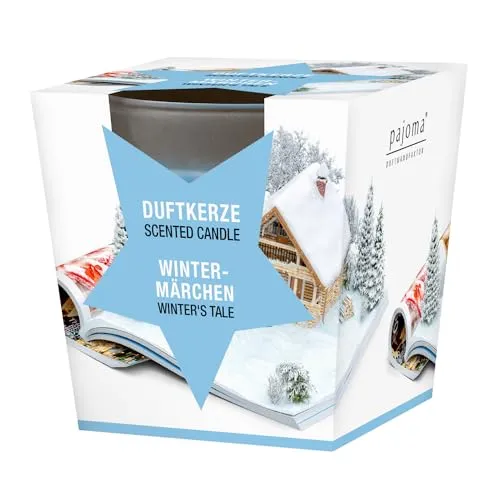 pajoma® Duftkerze, Wintermärchen - im satinierten Glas | 120g Wachsgewicht, Brenndauer: 25 Stunden, in edler Geschenkverpackung | Premium Qualität