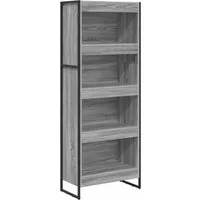 vidaXL Bücherregal Graues Sonoma 80 x 30 x 155 cm - Stylisches Bücherregal aus hochwertigem Holzwerkstoff mit robusten Stahlbeinen. Ideal für modernes Wohnen, bietet es viel Stauraum für Bücher und Deko und verwandelt jeden Raum in einen organisierten Rückzugsort.