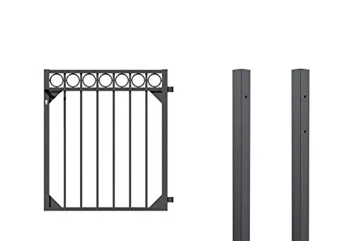 Alberts 510176 Einzeltorset Circle, anthrazit 120 cm - Dekorative Zäune: Robustes Aluminiumtor zum Einbetonieren, witterungsbeständig und in anthrazit, ideal für Sicherheit und Stil im Außenbereich.