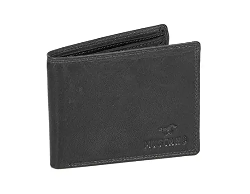 MUSTANG Udine Leder Geldbörse - Seitenöffnung Schwarz, stylisches Design mit RFID-Schutz gegen Datendiebstahl