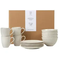 Broste Copenhagen Frühstücksset Nordic Vanilla 12tlg. - Schalen & Schüsseln - 12-teiliges Geschirrset aus hochwertigem Steingut, spülmaschinenfest und mikrowellengeeignet, jedes Teil ein einzigartiges Unikat im nordischen Design.