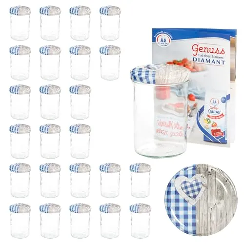 MamboCat Einmachglas 25 Sturzgläser 435 ml mit Herz-Deckel - Einmachgläser für kreative Konservierung, ideal für Marmelade und mehr. Inklusive BPA-freien Deckeln mit Herz-Motiv, perfekt als Geschenk und zur Aufbewahrung.