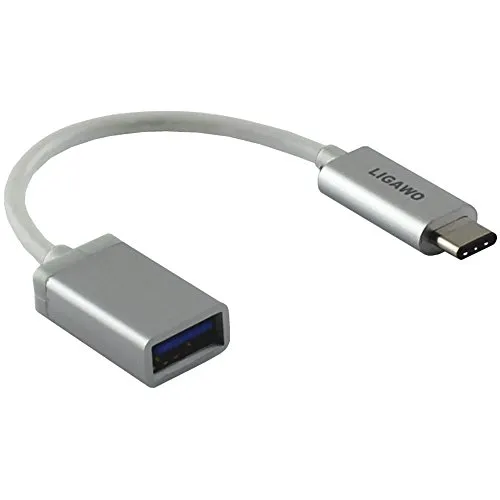 Ligawo 6518941 USB 3.1 Typ C Stecker zu USB 3.1 Typ A Buchse ( Adapter ) | Win 10 / Mac OS ab 10.2 / Linux / Google Chrome OS | - silber