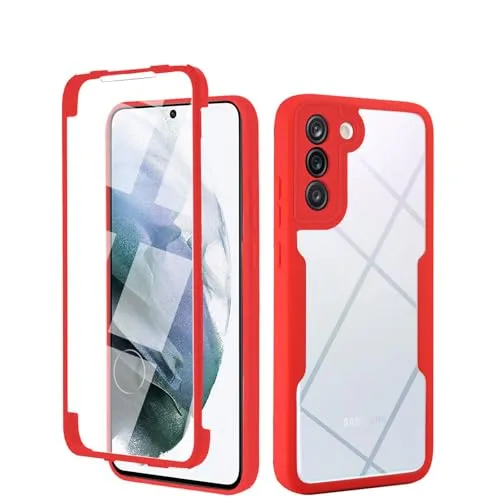 Grad Hülle Kompatibel mit Samsung Galaxy S21+ | Handyhülle mit eingebautem Displayschutz für Galaxy S21+ | Rot 360