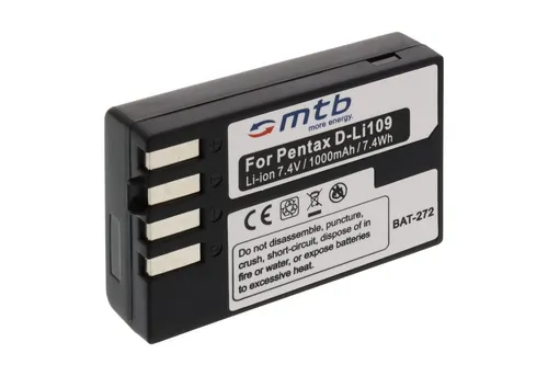 mtb more energy Kompatibler Akku für Pentax D-Li109 Kamera-Akku kompatibel mit Akku-Typ Pentax D-Li109 1000 mAh (7,4 V)