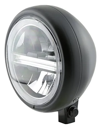 HIGHSIDER 5 3/4 Zoll LED-Scheinwerfer PECOS TYP 6 schwarz matt - Frontscheinwerfer für Motorräder mit EU-Zulassung, bietet brillante LED-Beleuchtung und ist ideal für eine moderne Optik.