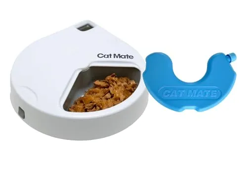 Cat Mate C300 - Automatischer Tierfutterautomat mit 3 Näpfen, digitalem Timer für flexible Fütterungszeiten und einfache Reinigung