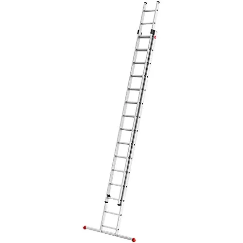 Hailo Schiebeleiter ProfiStep duo, 2 x 15 Sprossen - Leiter für Profis mit bis zu 8,39 m Arbeitshöhe, extrem stabil und rutschfest, ideal für anspruchsvolle Arbeiten. Made in Germany, 10 Jahre Garantie!