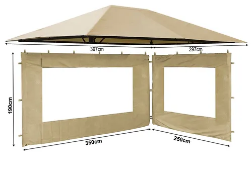 QUICK STAR Set Ersatzdach und 2 Seitenteile für Garten Pavillon 3x4m - Ersatzdach und 2 Seitenwände für Gartenpavillons, wasserabweisend und ideal für schattige Relaxzonen im Freien.