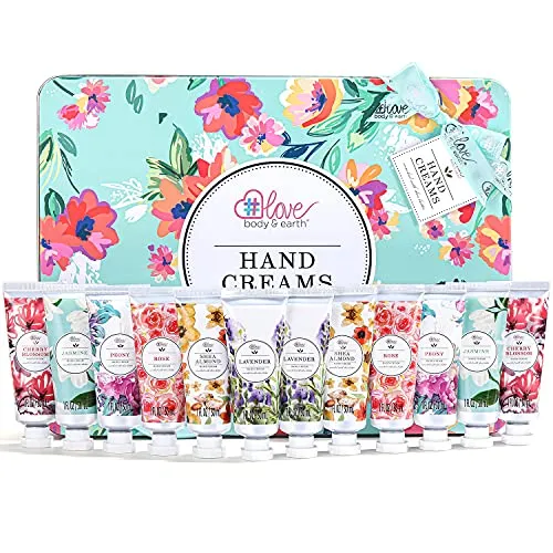 Produktbild Body & Earth Handcerme Geschenkset Frauen, 12 tlg. Handcreme Set mit Arganöl zur Pflege und Tiefenbefeuchtung, Geschenke für Mama, Geburtstagsgeschenk für, Freundin, Valentinstagsgeschenk