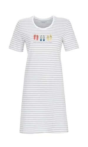 Ringella Damen Sleepshirt Kurzarm – Bequemes Nachthemd mit Flip-Flop-Motivdruck