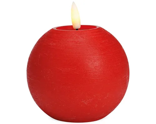 matches21 HOME & HOBBY LED-Kerze LED Kerze Kugeln Set Echtwachs flackernd, Ø 10x9 cm, Rot (2-tlg), Mit beweglicher Flamme & Timer für Adventskranz