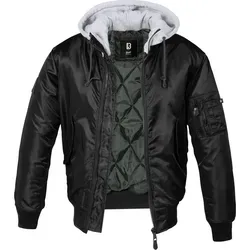 Brandit MA1 Kapuzenjacke - Schwarz/Grau - XXL - Funktionsjacke mit warmem Innenfutter und Sweat-Kapuze, wind- und wasserabweisend, ideal für Outdoor-Aktivitäten.