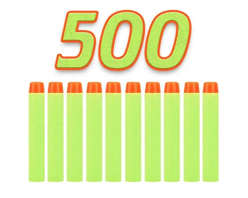 König Design Nerf Pfeile - 500 Stück Nachfüllpack für NERF Blaster - Ideal für NERF N-Strike Blaster, optimiert für Distanz und Präzision. Die weichen Schaumstoffdarts sind sicher und langlebig – perfekt für spannende NERF-Duelle. Enthält 500 Darts für ununterbrochenen Spielspaß.